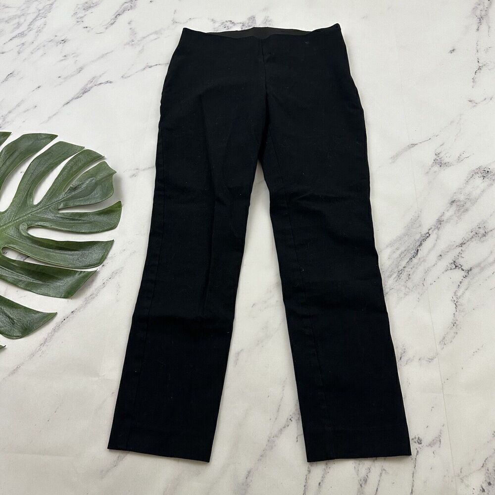 A New Day Womens Straight Leg Pant Size 2 Black Ankle Stretch Side Zip Slim